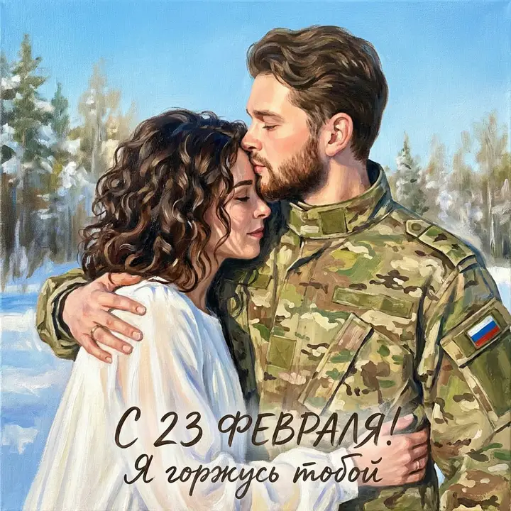 Праздничная открытка для пары на холсте