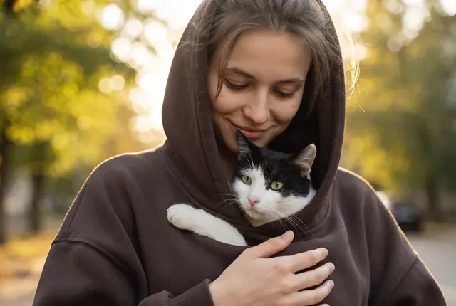 Портрет с котом в худи