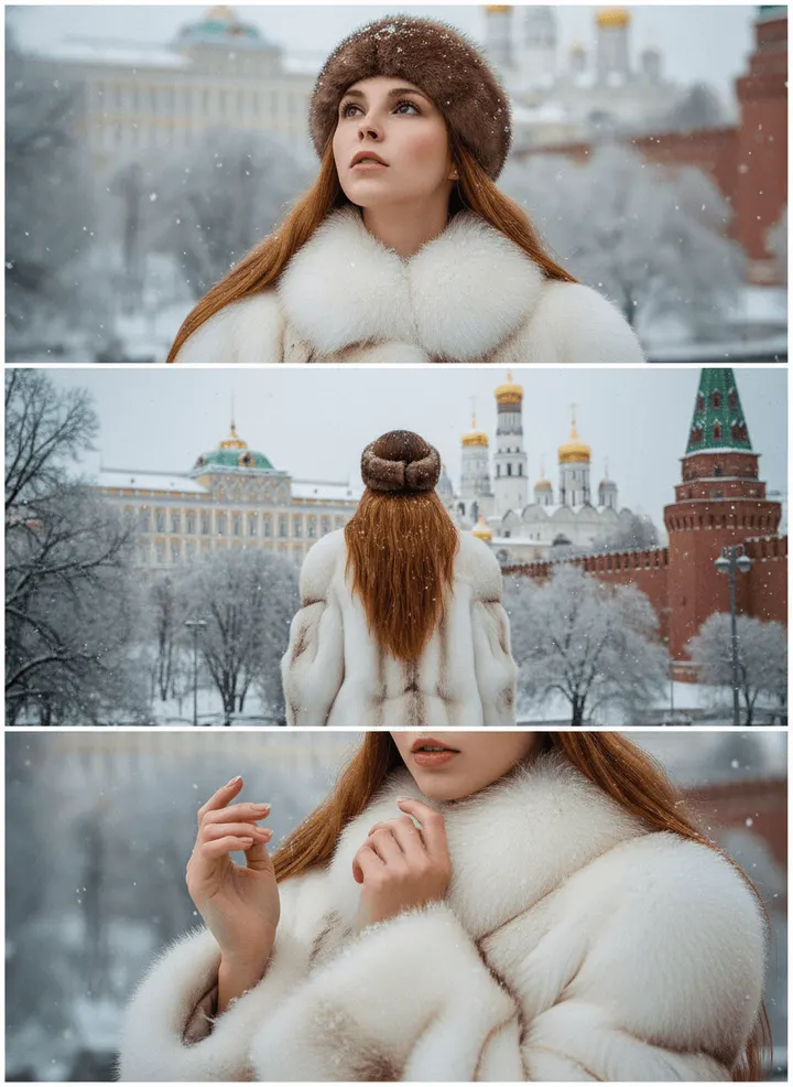 Вертикальный реалистичный зимний коллаж из трёх фото
