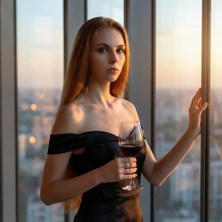 Элегантная женщина в пентхаусе