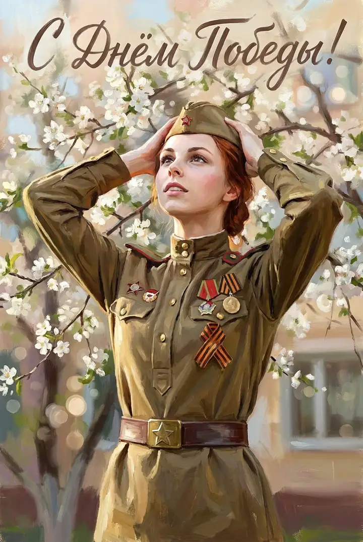 Открытка С Днём Победы масляная живопись