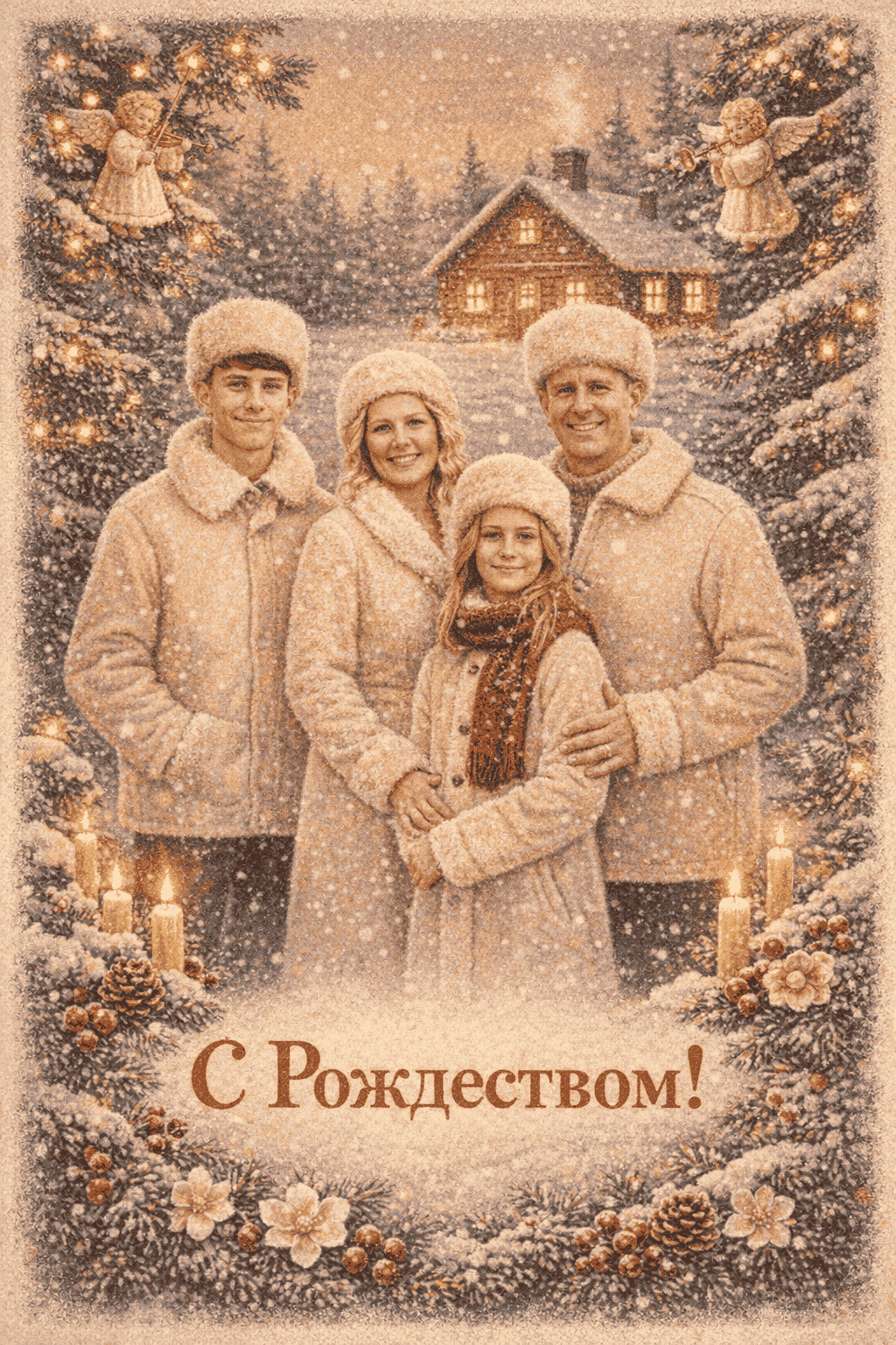 Винтажная рождественская открытка