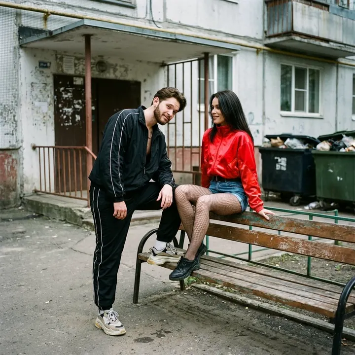 Пара во дворе 90-х