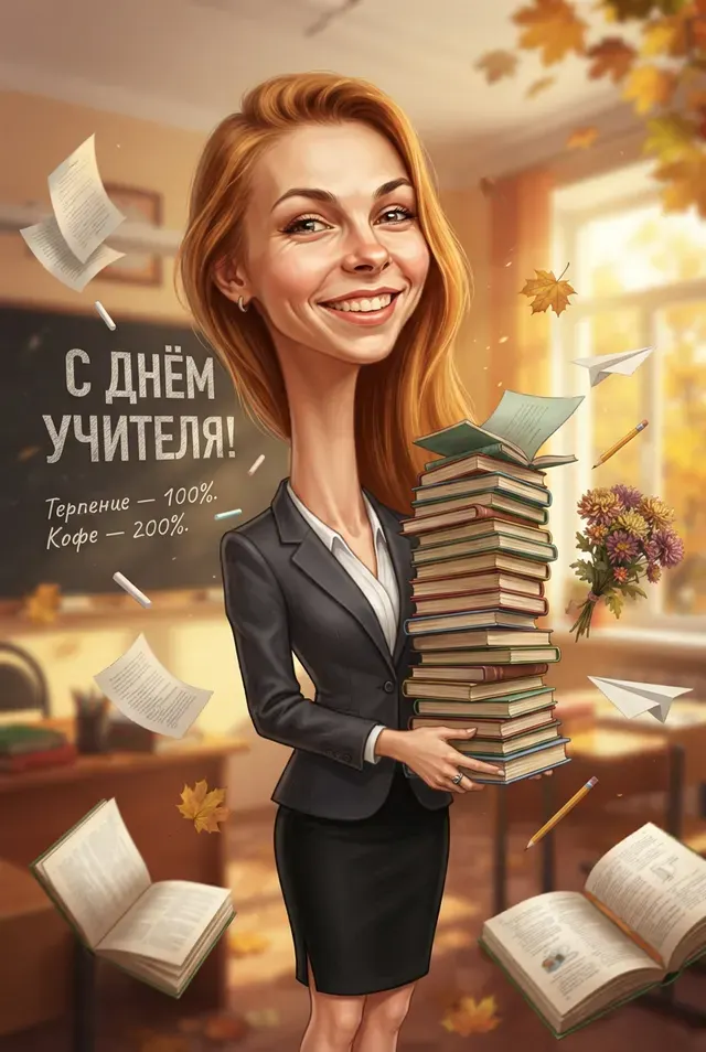 Весёлый шарж ко Дню учителя