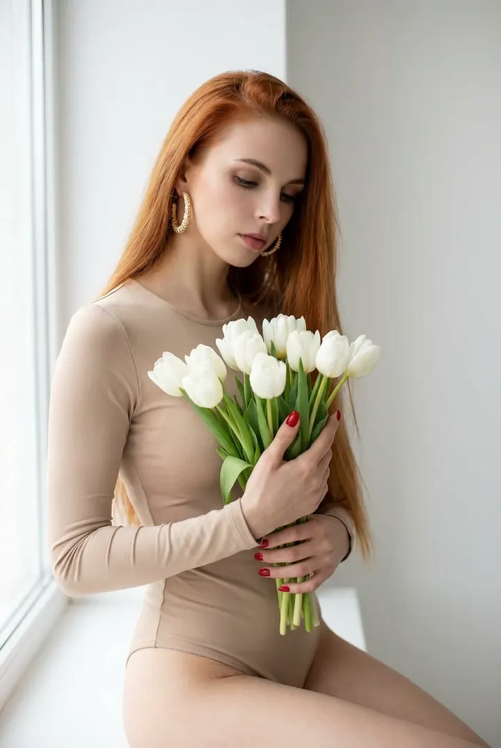 Домашняя фотосессия с тюльпанами