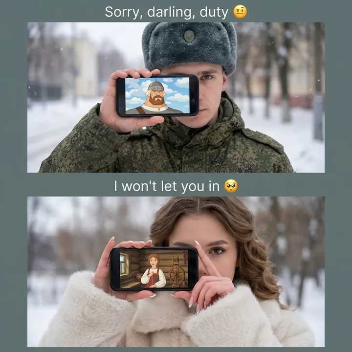 Зимний коллаж со смартфонами