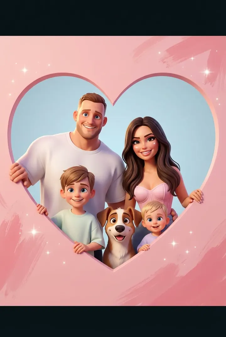 3D Семейный портрет Дисней в сердце