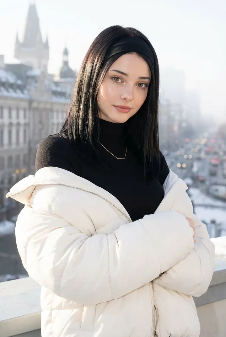 Девушка в зимнем городе