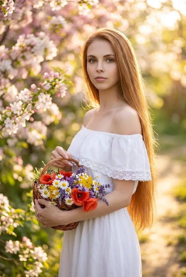 Девушка в весеннем саду