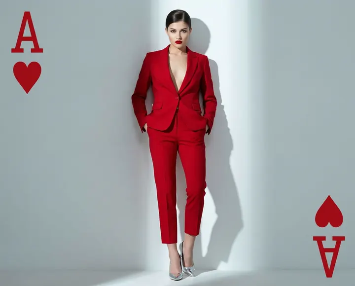 Fashion-портрет в красном костюме Туз Черви