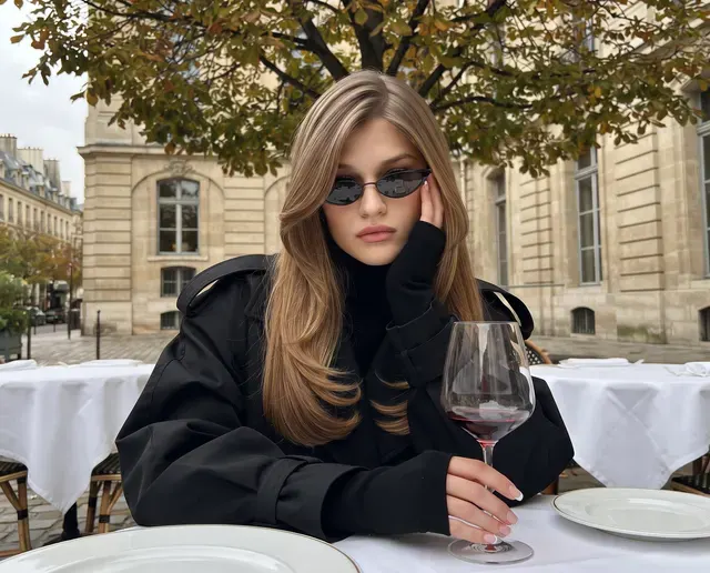 Женщина в осеннем кафе