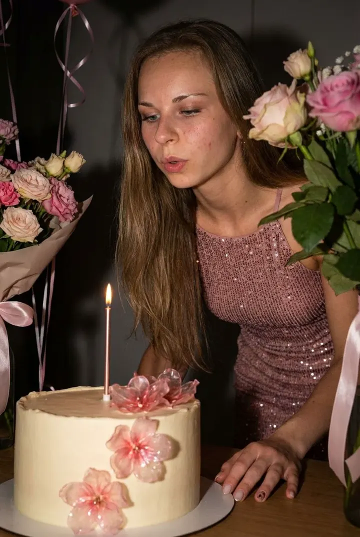 День рождения в розовом платье