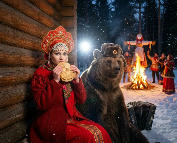 Ночная Масленица с медведем