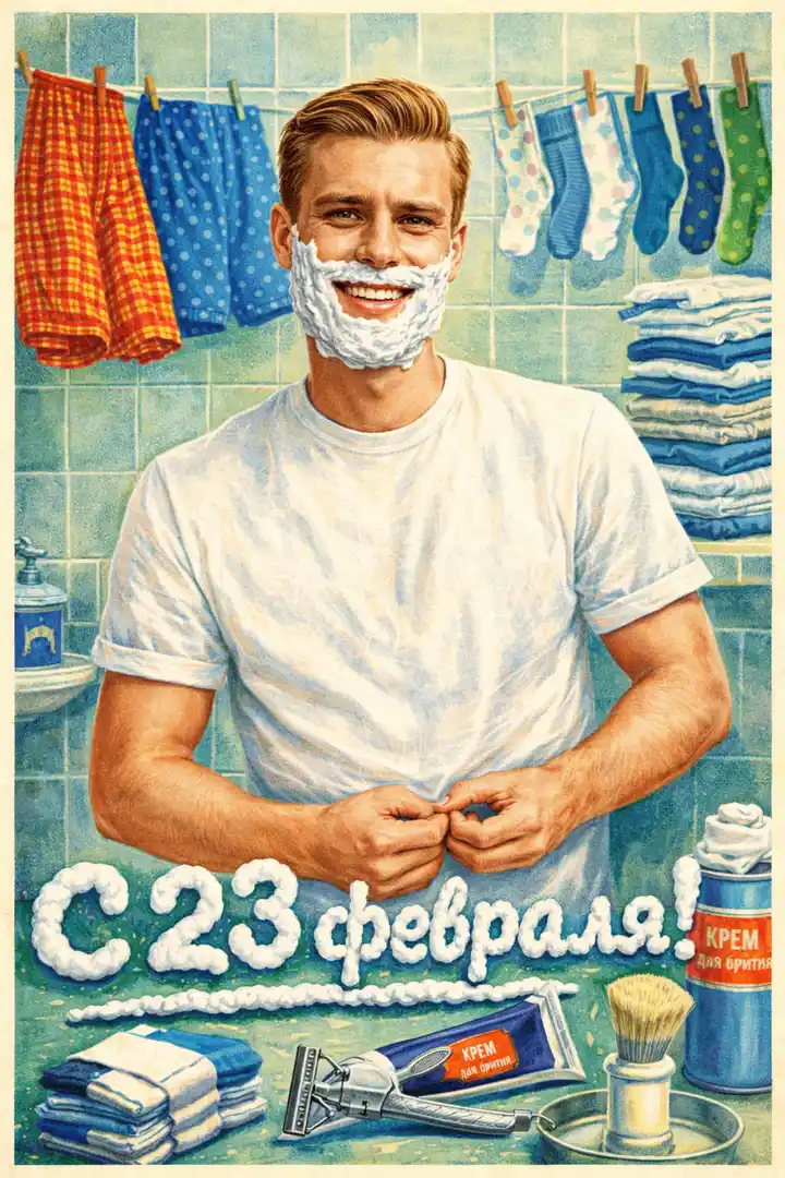 Праздничная открытка с мужским юмором