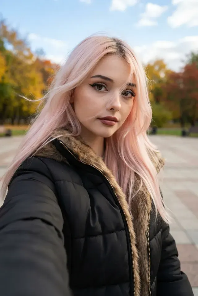 Уютное осеннее селфи в парке