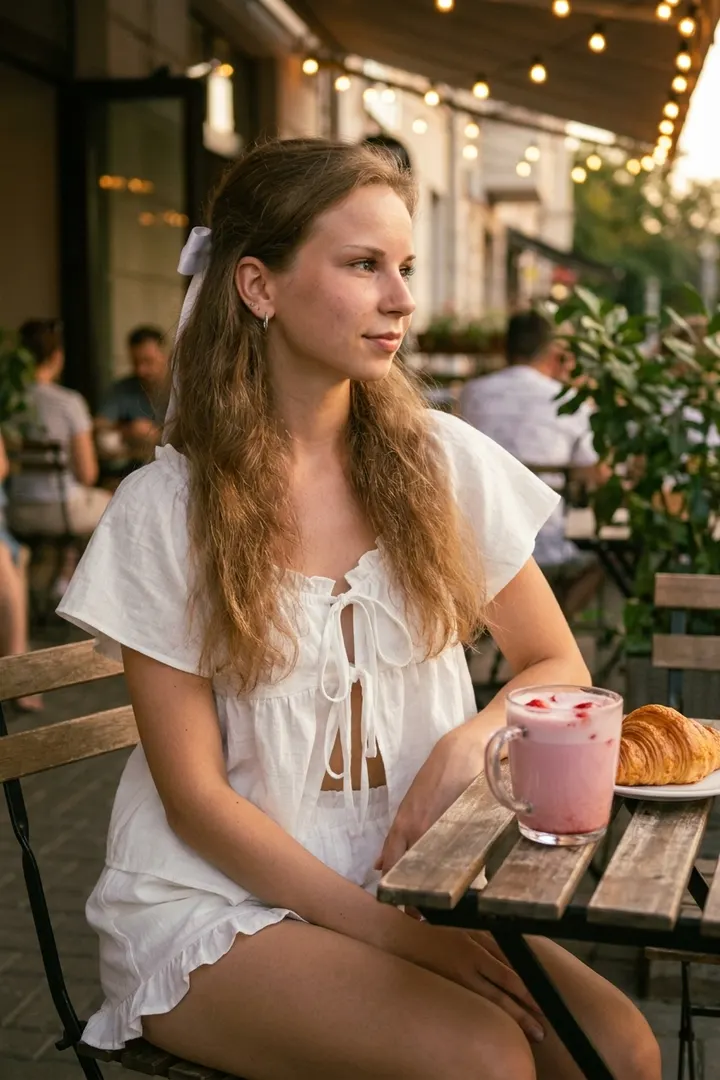 Девушка в летнем кафе