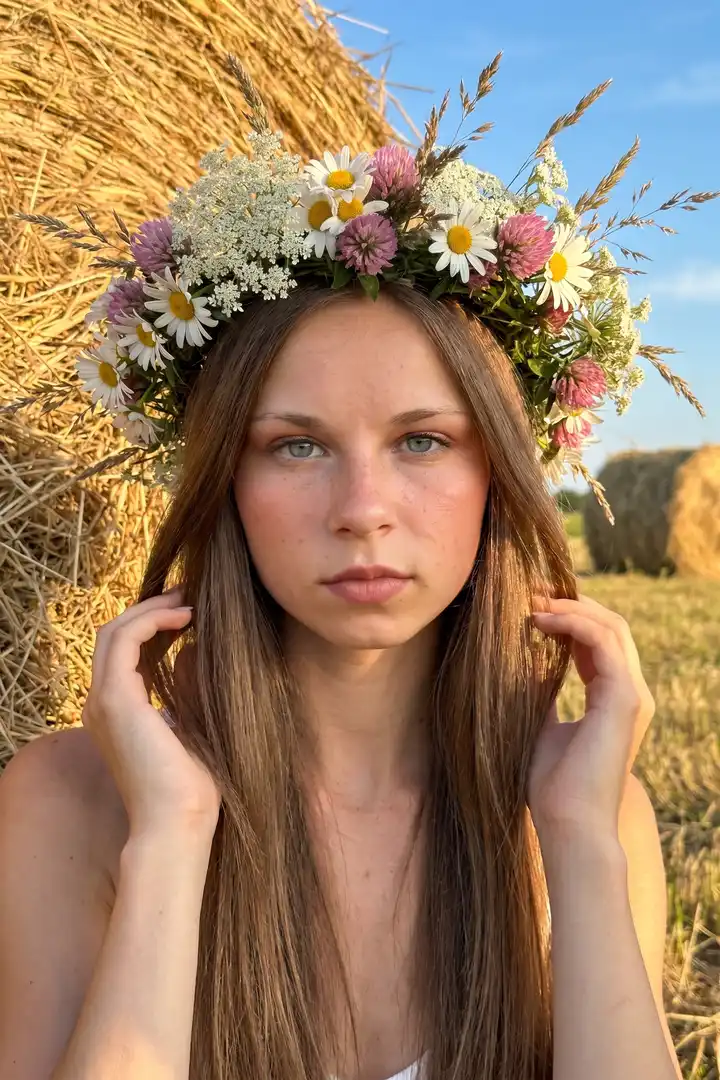 Девушка в цветочном венке