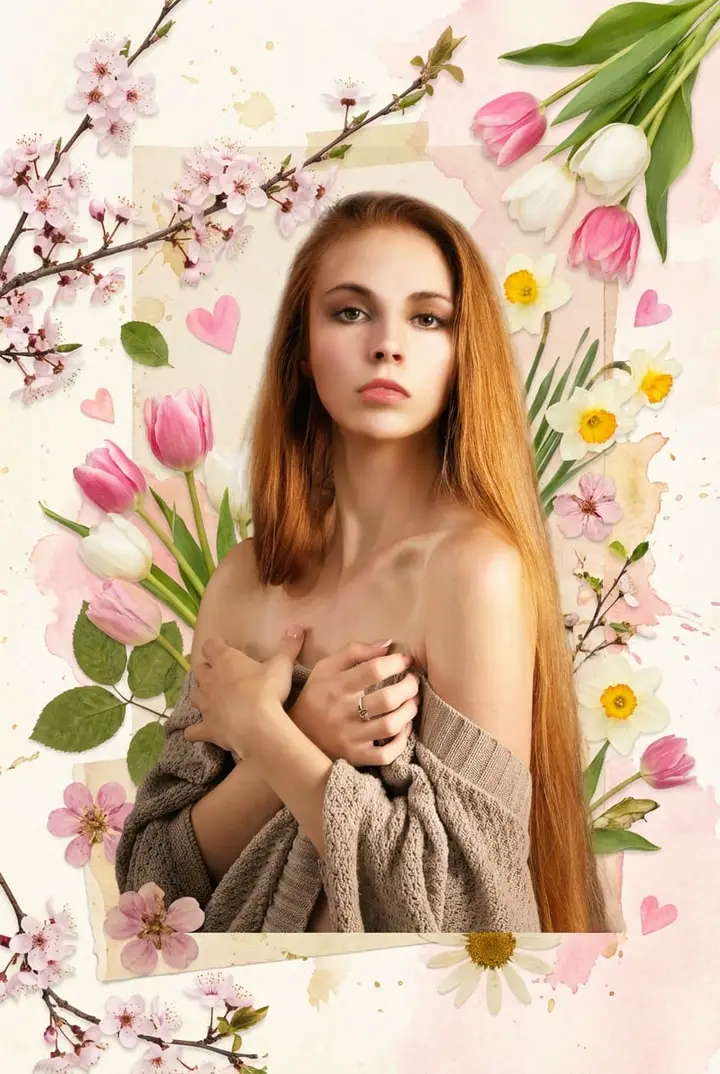 Весенний розовый коллаж