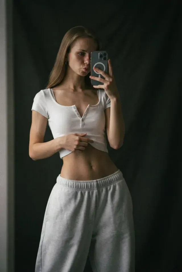 Эстетичное селфи у зеркала