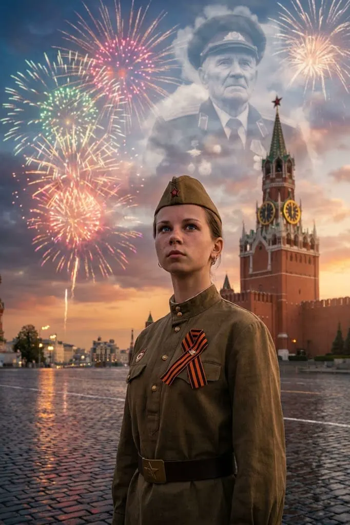 Девушка в военной форме 9 мая