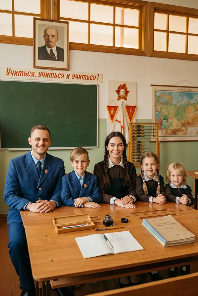 Советский школьник за партой
