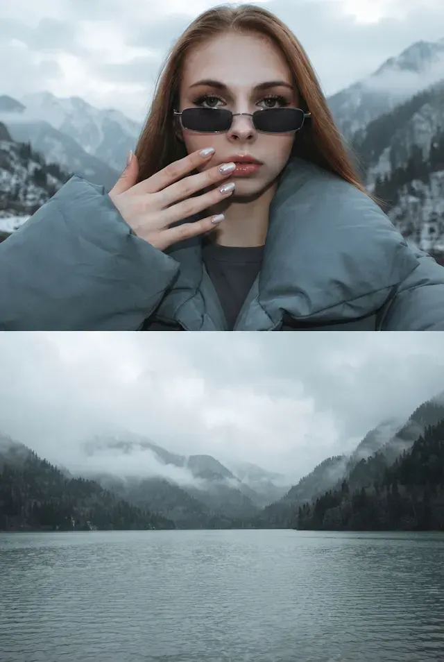 Коллаж с горным пейзажем
