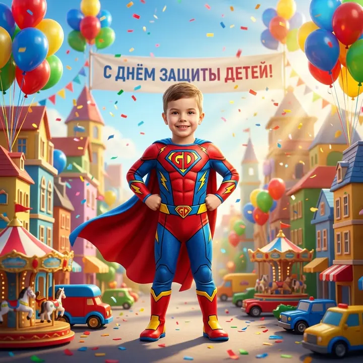 Мальчик супергерой на День защиты детей
