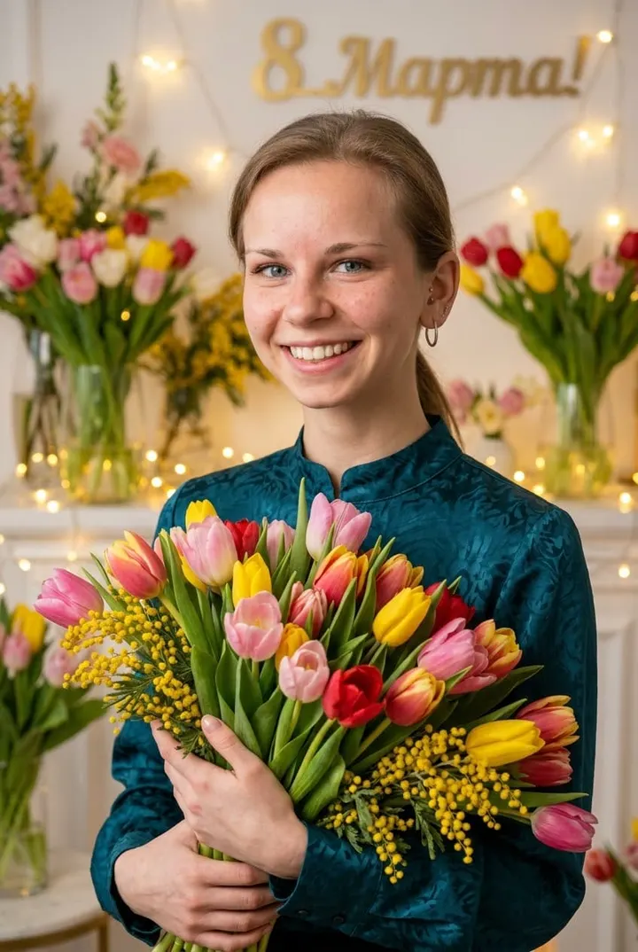 Праздник 8 марта с цветами